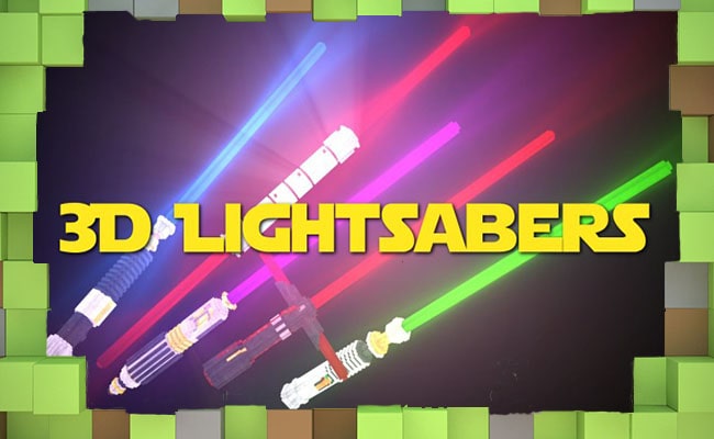 Скачать Текстуры Световых Мечей - Glowing 3D Lightsabers для Minecraft